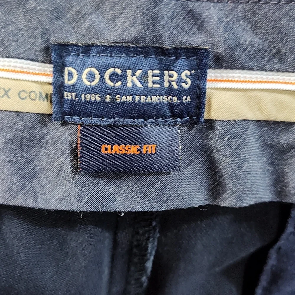 34x31 Vtg Flex Comfort Double Pleat Classic Fit Mens Blue Chino